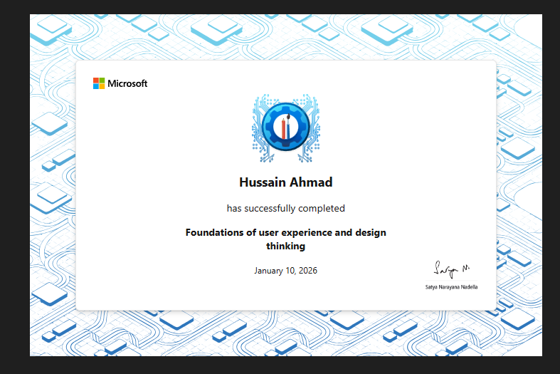 Foundations of user experience and design thinking certificate preview