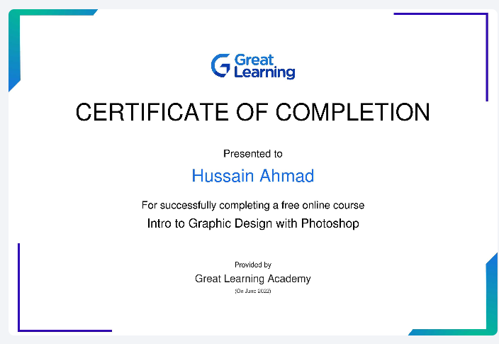 Graphic Design with Photoshop certificate preview